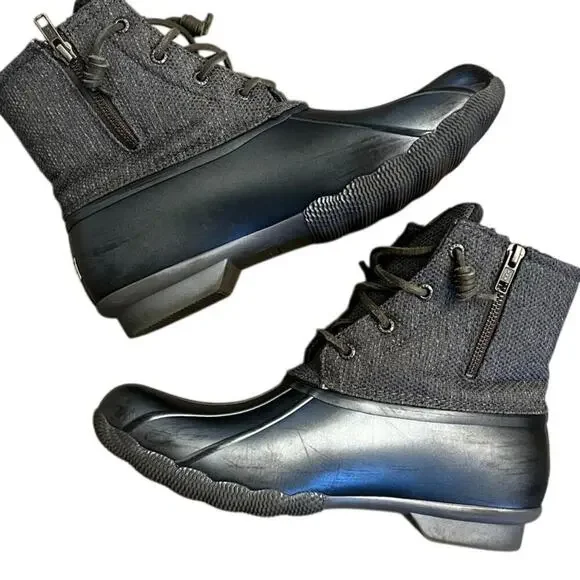 Womens Sperry STS81366 Side Zip Waterproof Rubber Snow Duck Boot Size 10M Gray - Picture 2 of 6